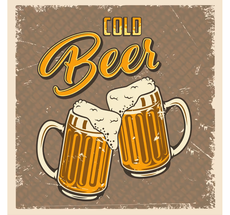 Sous verre bière mugs de bière mousseux - TenStickers