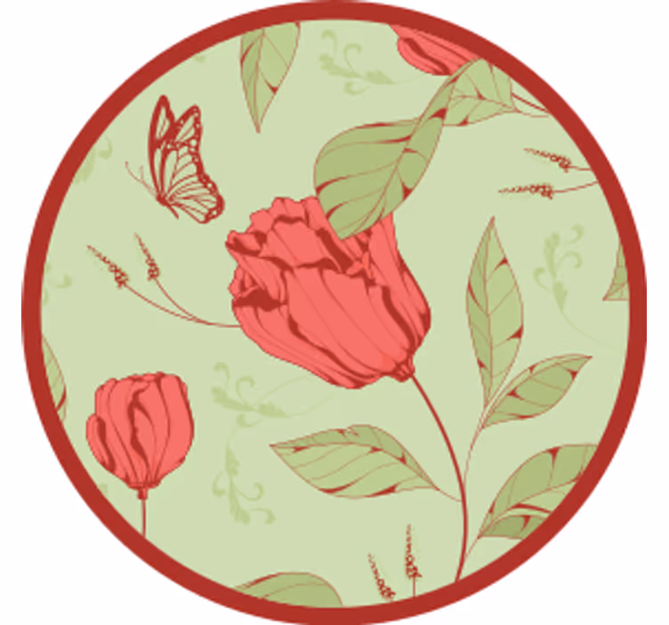 Sous verre moderne motif floral avec papillon - TenStickers