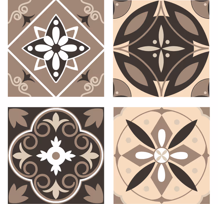 Sous verre ensemble de motifs floraux géométriques - TenStickers