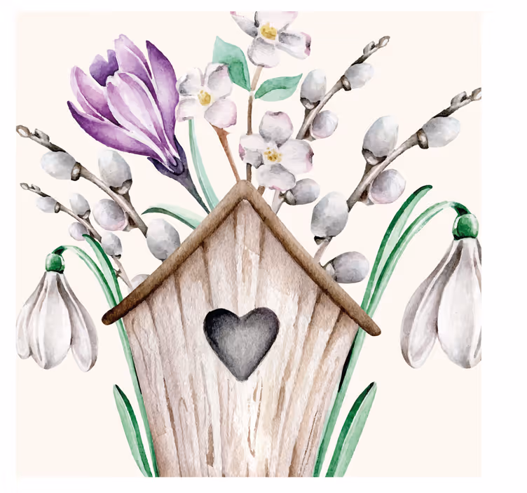 Sous verre mariage arrangement floral en maison en bois - TenStickers