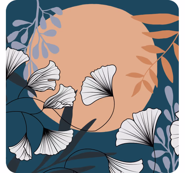 Sous verre moderne motif floral ginkgo - TenStickers