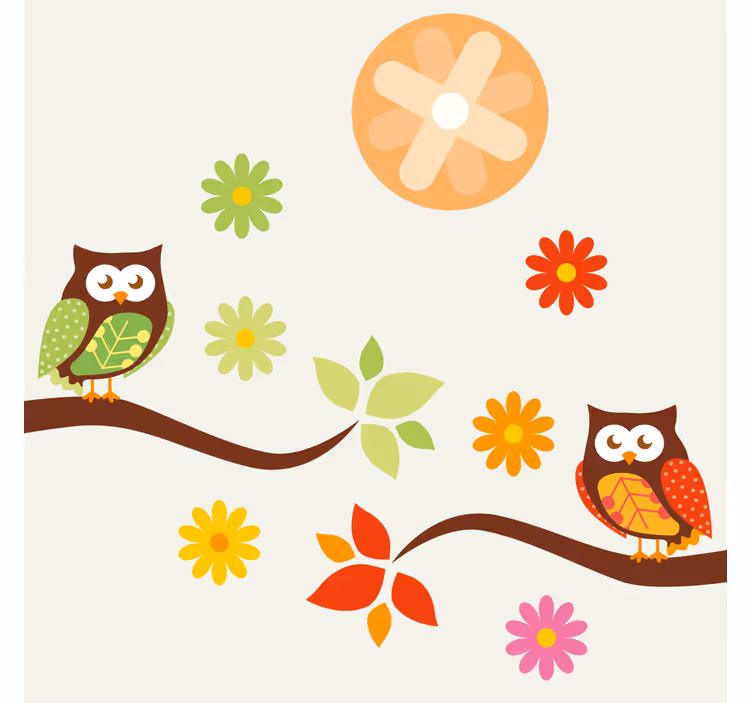 Sous verre bière hiboux et fleurs colorés - TenStickers