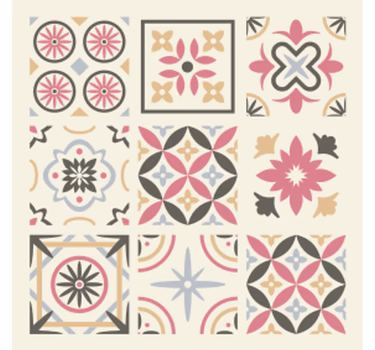 Sous verre carreaux élément floral géométrique - TenStickers