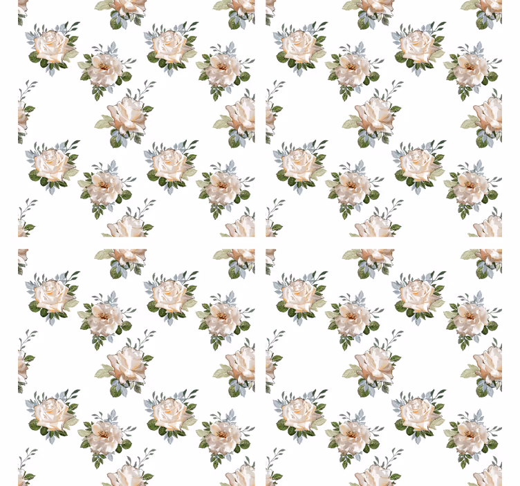 Sous verre motif floral sur fond blanc - TenStickers