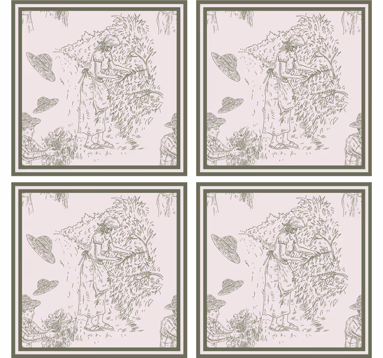 Dessous de verre motif vintage français en vert - TenStickers