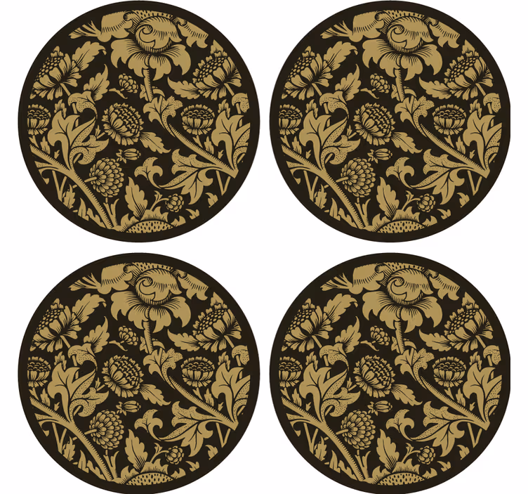Sous verre vintage motif floral doré - TenStickers