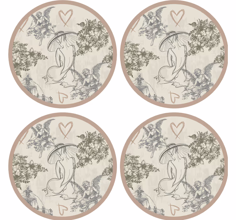 Sous verre vintage figures florales élégantes - TenStickers
