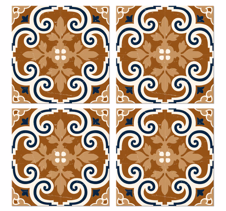 Dessous de verre carreaux style ciment en brun - TenStickers