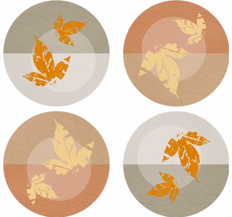 Sous verre moderne superpositions de motifs de feuilles - TenStickers