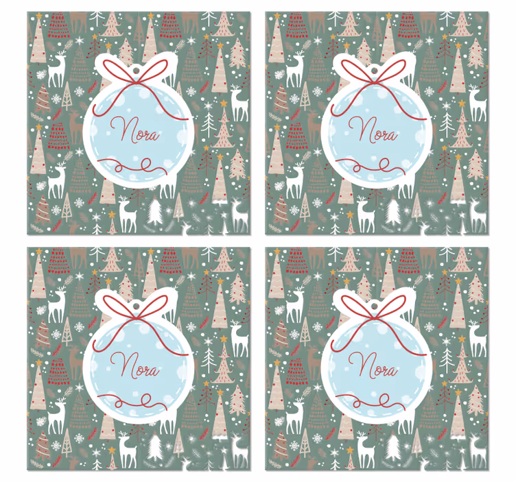 Sous-verre Noël motif forêt personnalisable - TenStickers