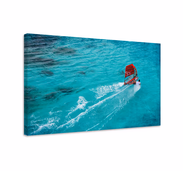 Tableau bleu surfeur des vagues en action - TenStickers
