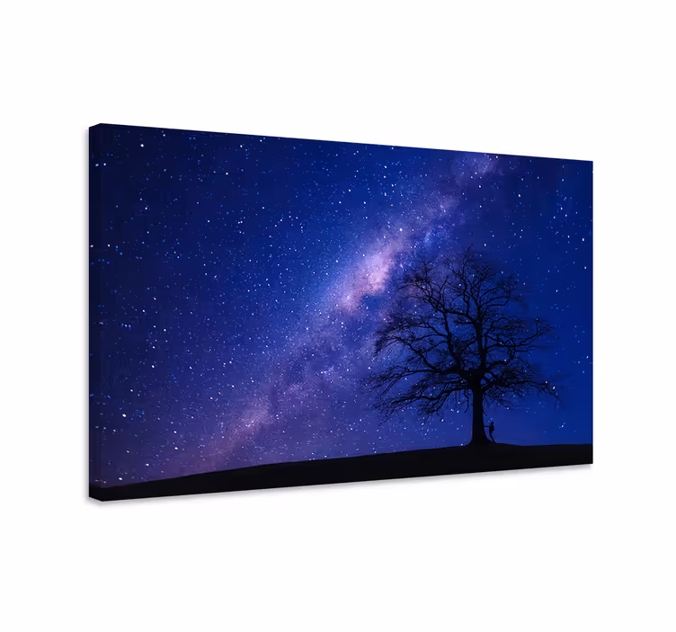 Tableau bleu arbre 3d la nuit - TenStickers