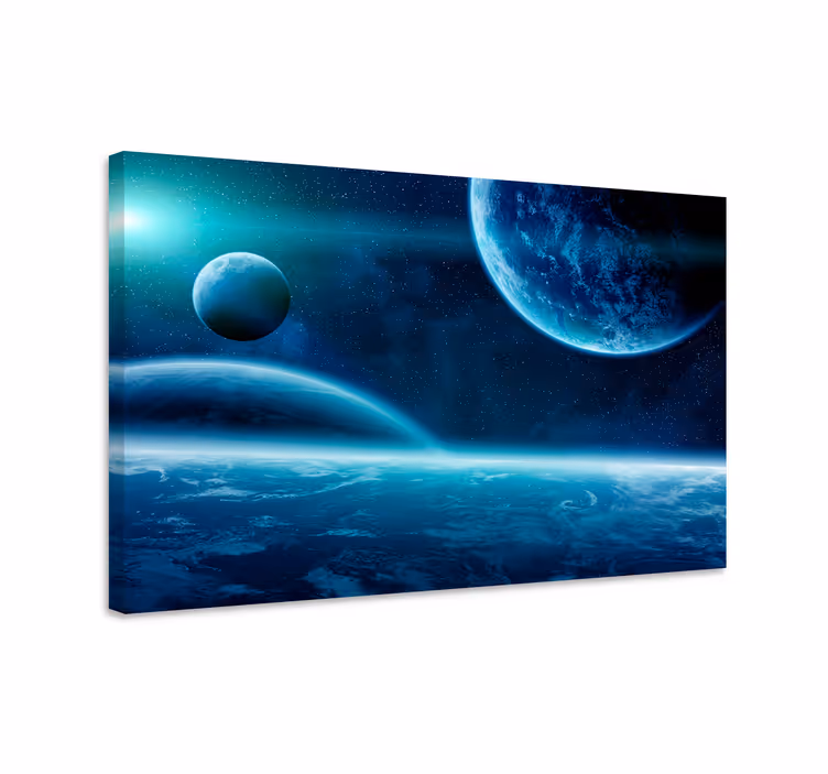 Tableau bleu décor mural avec planètes - TenStickers