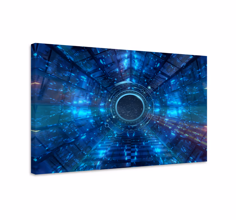 Tableau bleu fond scifi géométrique bleu - TenStickers