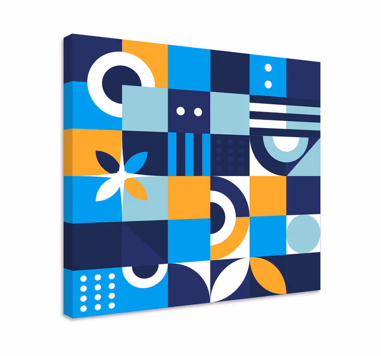Tableau bleu motif géométrique bleu - TenStickers