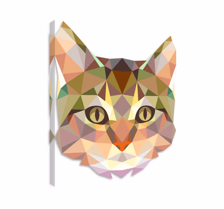 Tableau chat tête de chat géométrique décoratif - TenStickers