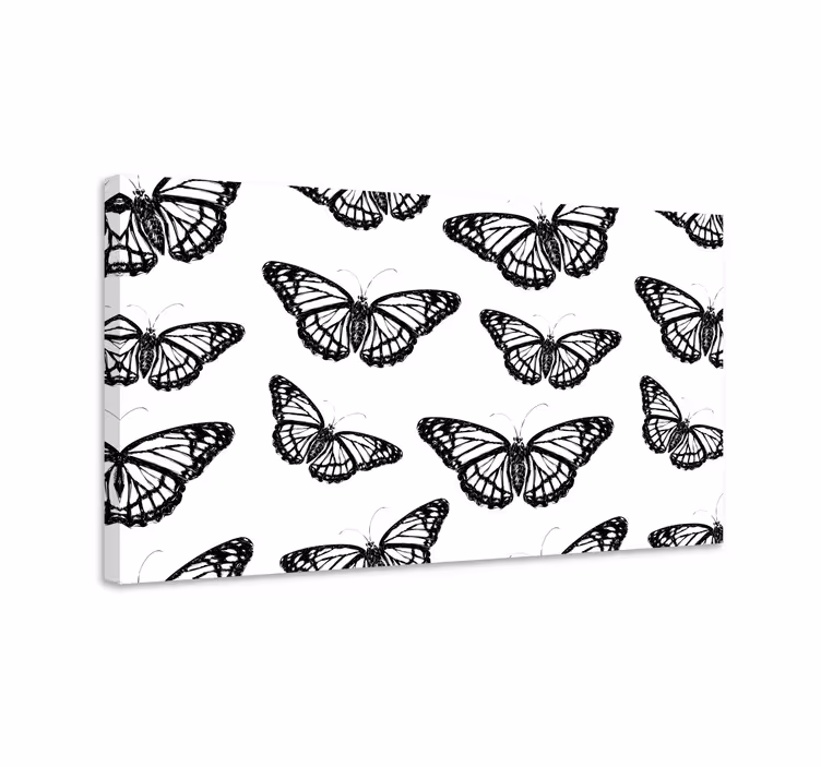 Tableau papillons ailes de papillon noir et blanc - TenStickers