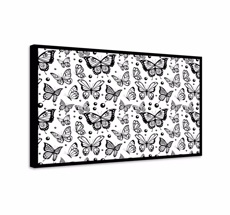 Tableau papillons monochromes et pois - TenStickers
