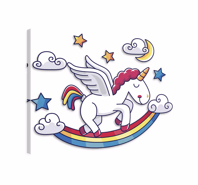 Tableau licorne autocollant mural arc-en-ciel - TenStickers