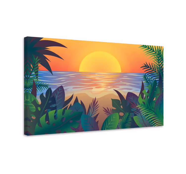 Tableau paysages coucher de soleil tropical - TenStickers