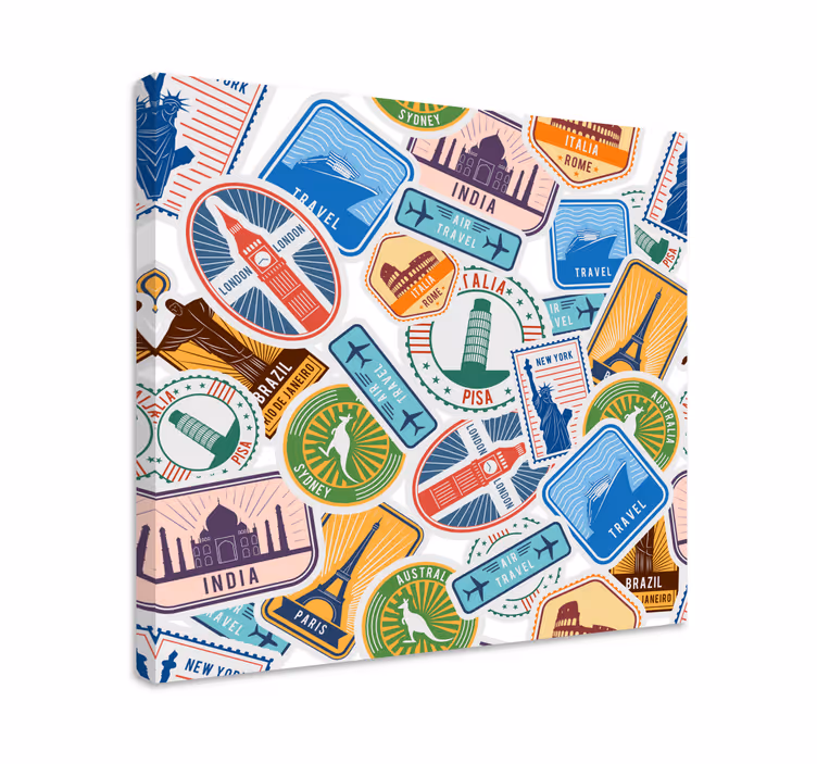 Tableau collage de monuments mondiaux - TenStickers