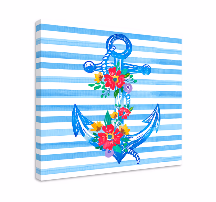 Tableau mer illustration d'ancre florale - TenStickers