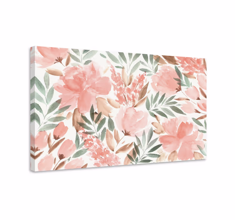 Tableau moderne fleurs roses à l'aquarelle - TenStickers