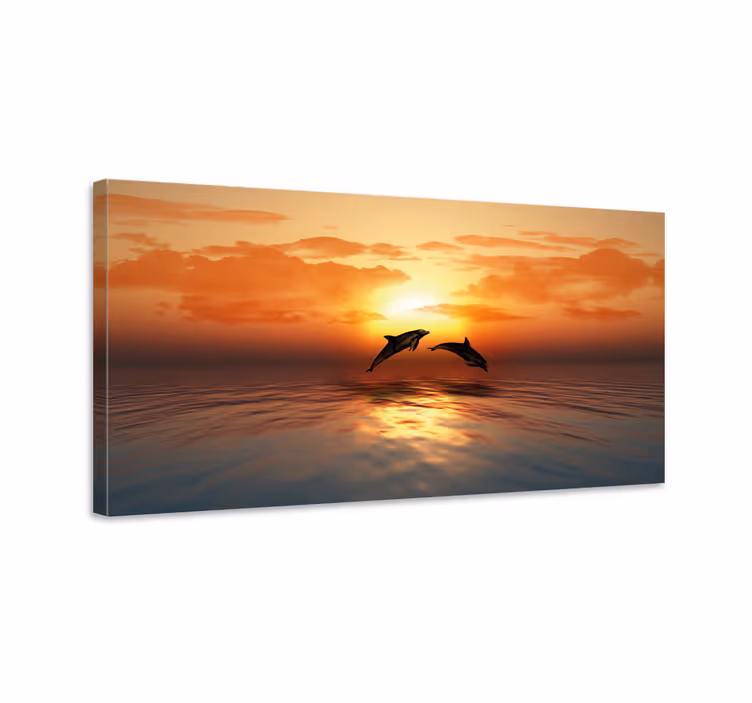 Tableau 3d delfines nadando - TenStickers