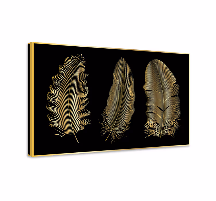 Tableau plumes designs en feuille d'or - TenStickers