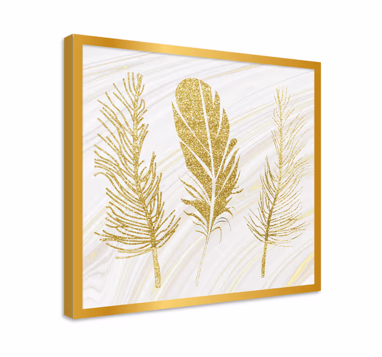 Tableau plumes trio de plumes dorées - TenStickers