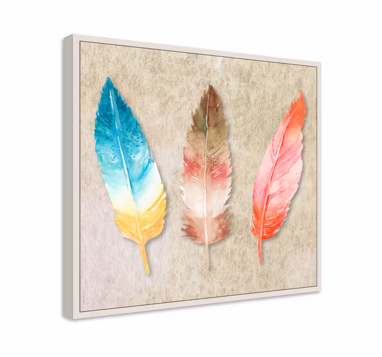 Tableau plumes trio de plumes colorées - TenStickers