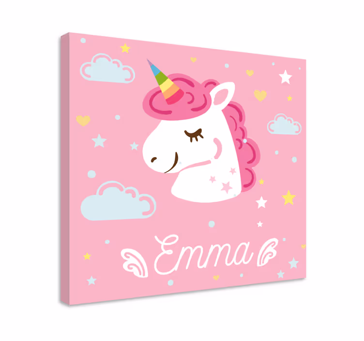 Tableau Licornes roses avec nom - TenStickers