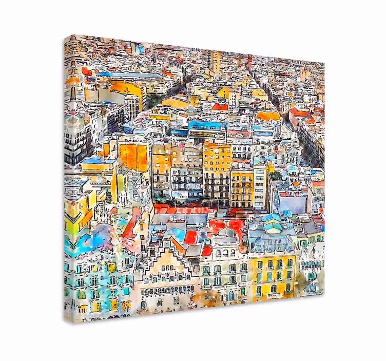 Tableau villes et pays paysage urbain dynamique - TenStickers