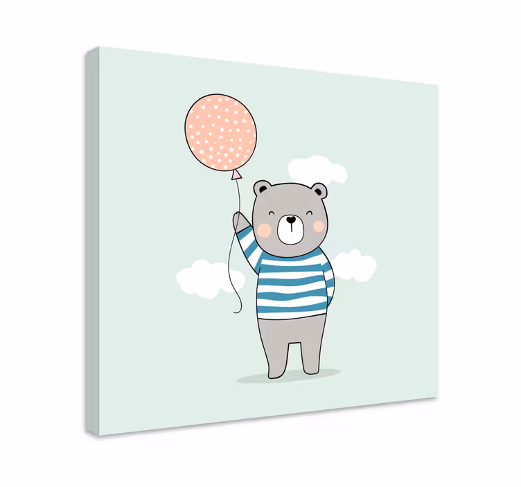 Tableau 3d ourson mignon avec ballon - TenStickers