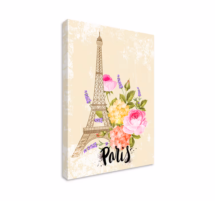 Tableau villes et pays tour eiffel en fleurs - TenStickers
