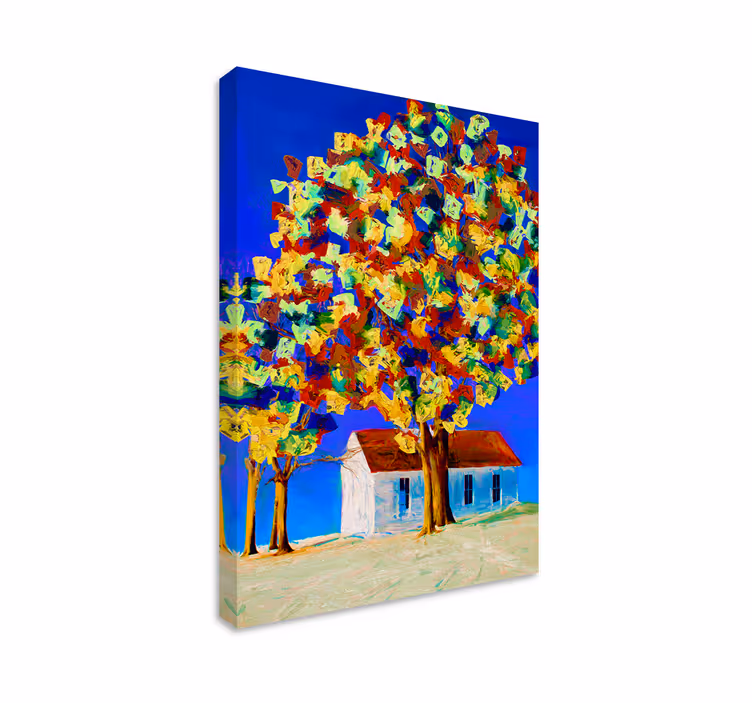 Tableau paysages canopée d'arbres colorés - TenStickers