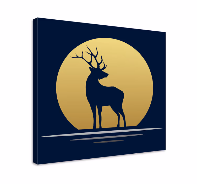 Tableau cerfs silhouette de cerf sous la lune - TenStickers