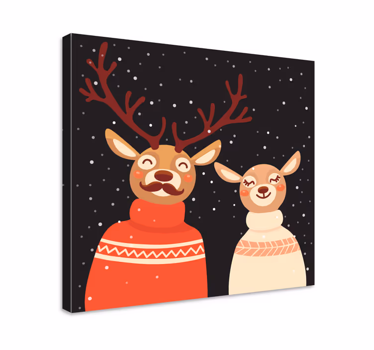 Tableau cerfs couple de rennes festifs - TenStickers
