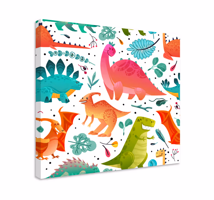 Tableau dinosaures aventure colorée de dinosaures - TenStickers