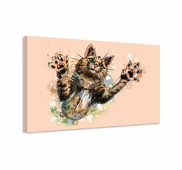 Tableau chat tendant les pattes - TenStickers