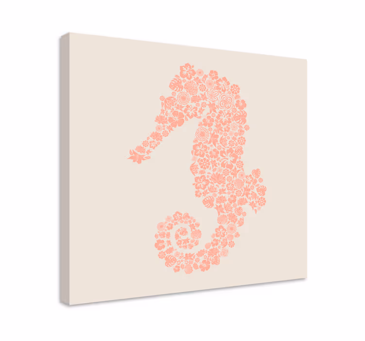 Tableau éléphants design floral hippocampe - TenStickers