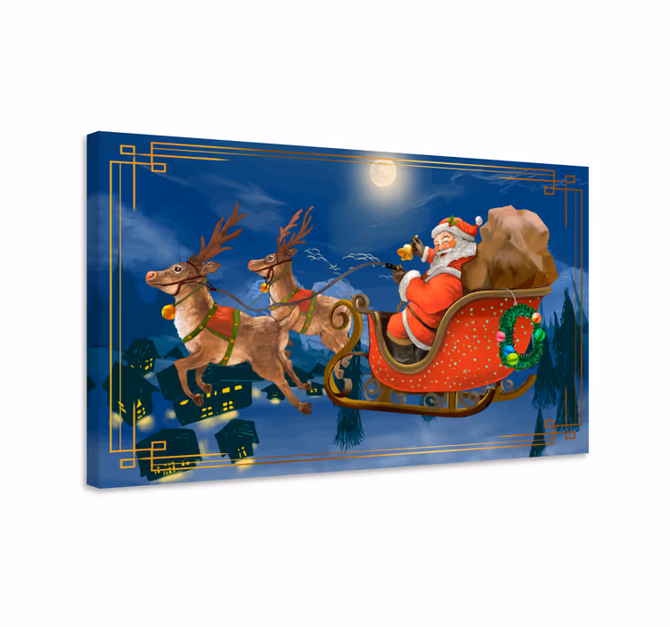 Tableau 3d traîneau joyeux du père noël - TenStickers