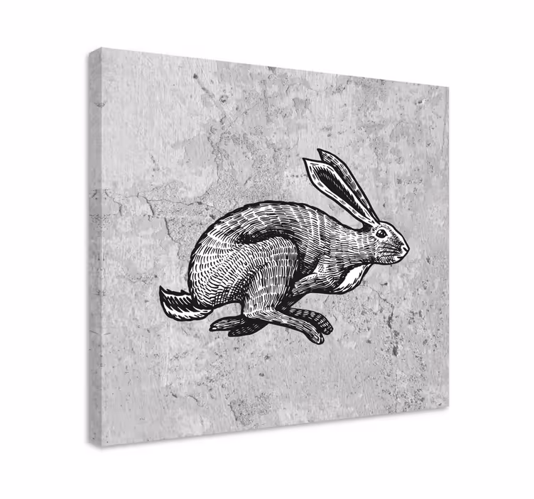 Tableau animaux design de lapin en course - TenStickers