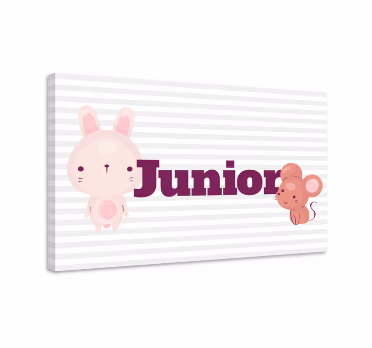 Tableau bébé lapin et souris avec nom - TenStickers