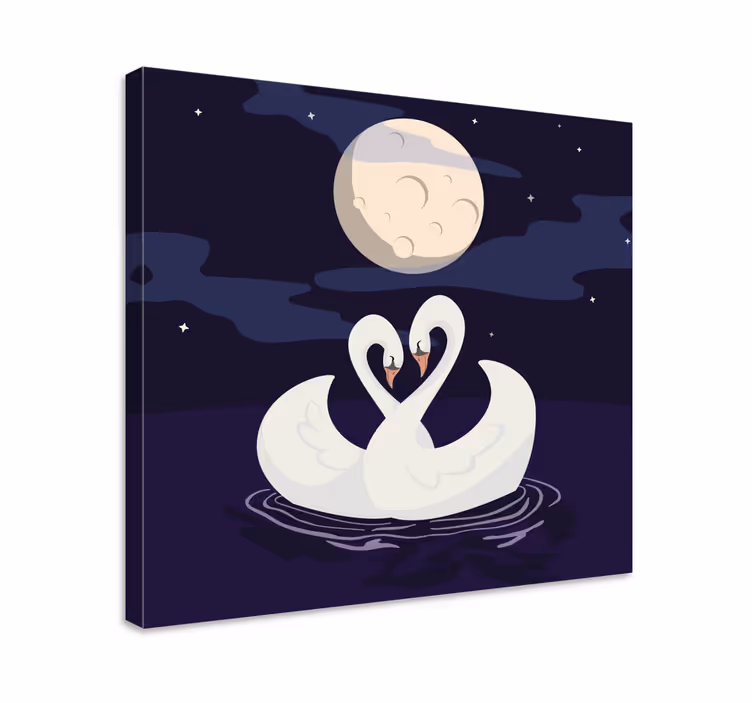 Tableau animaux cygnes étreignant le clair de lune - TenStickers
