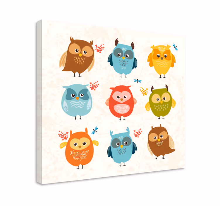 Tableau animaux collection de hiboux charmants - TenStickers