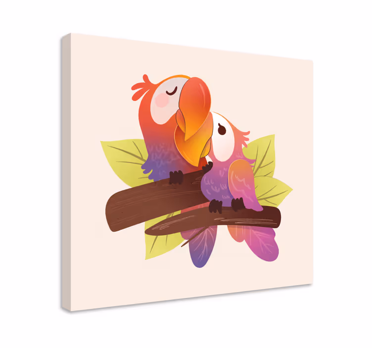 Tableau chat étreinte des perroquets aimants - TenStickers