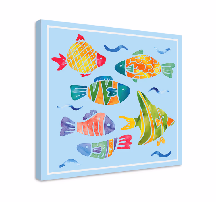 Tableau poissons vie aquatique colorée - TenStickers