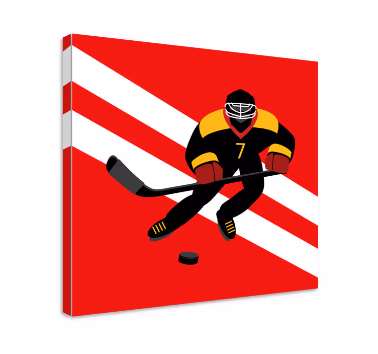 Tableau Hockey sur glace rouge et jaune - TenStickers
