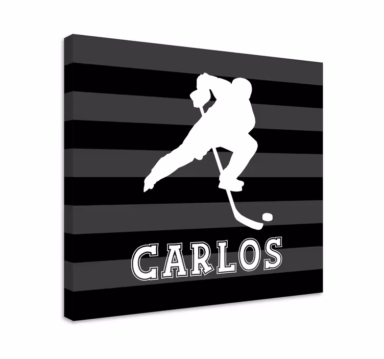 Tableau sports joueur de hockey avec nom - TenStickers